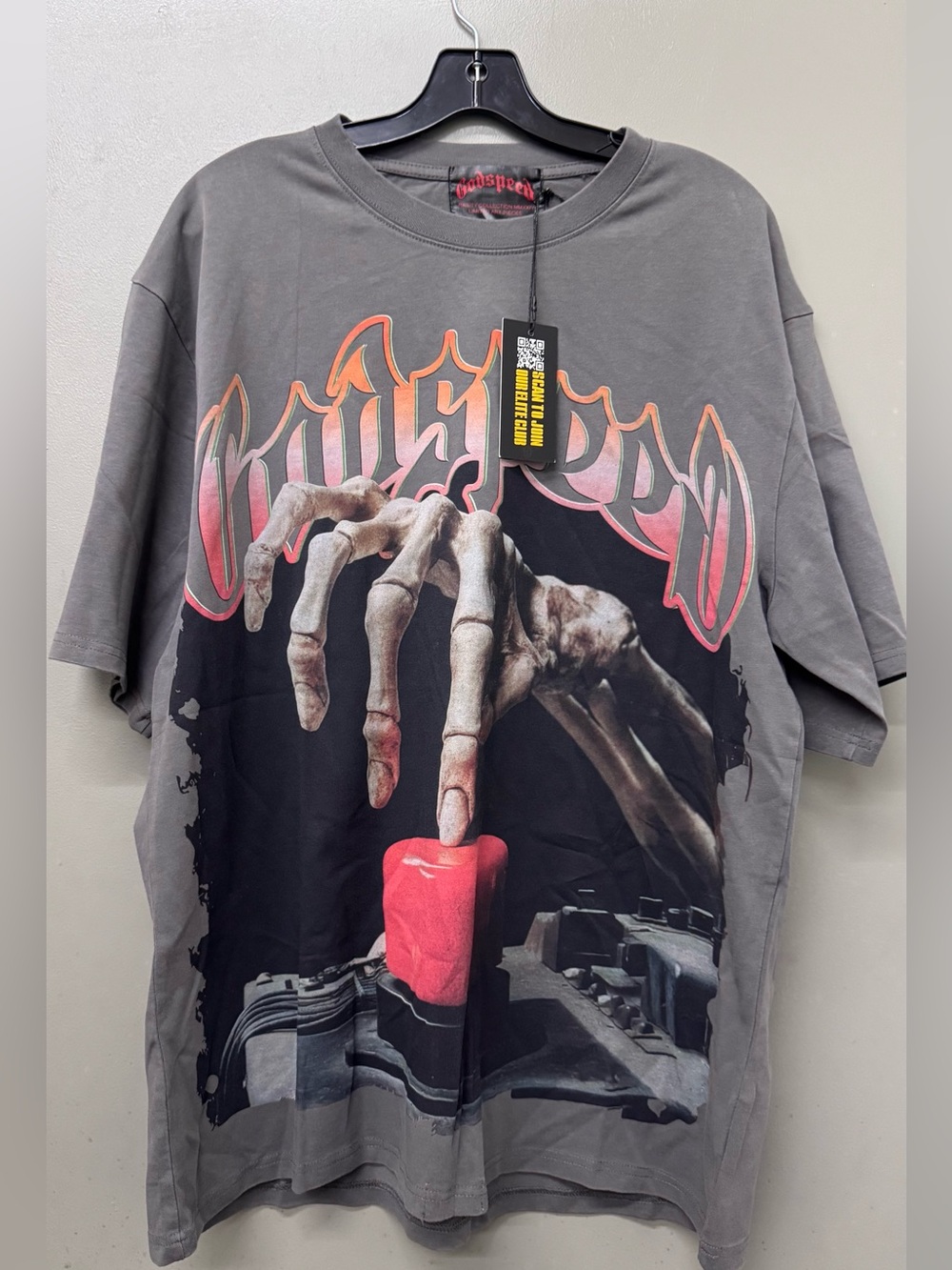 GODSPEED DETONATOR T-SHIRT (GREY WASH) Oversized Mens T-shirt size XL
